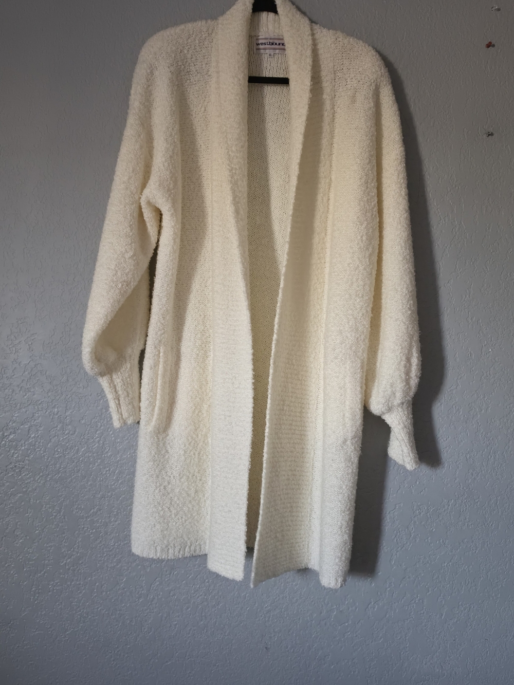 Westbound Cream Open-Front Plush Knit Cardigan